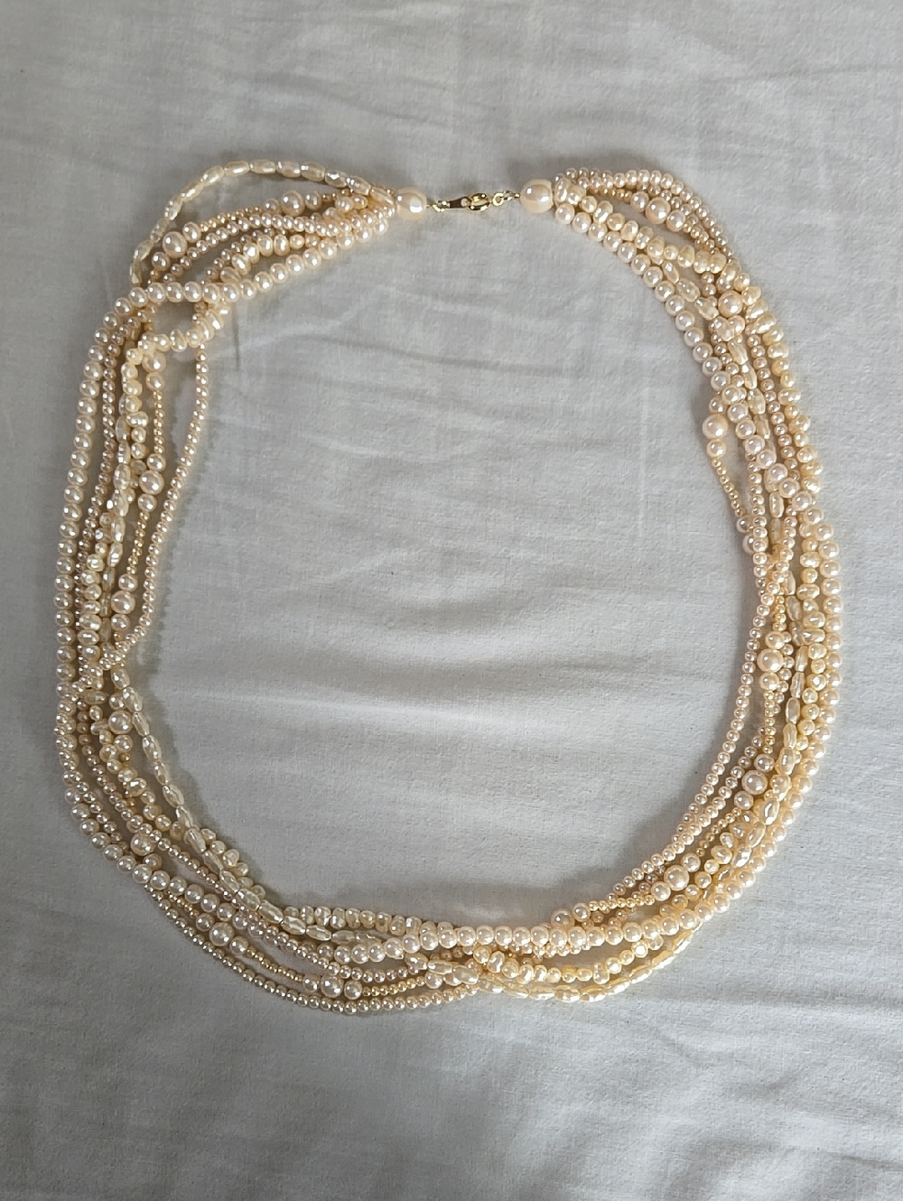 Multi-Strand Cream Faux Pearl Necklace - Elegant Women's Jewelry